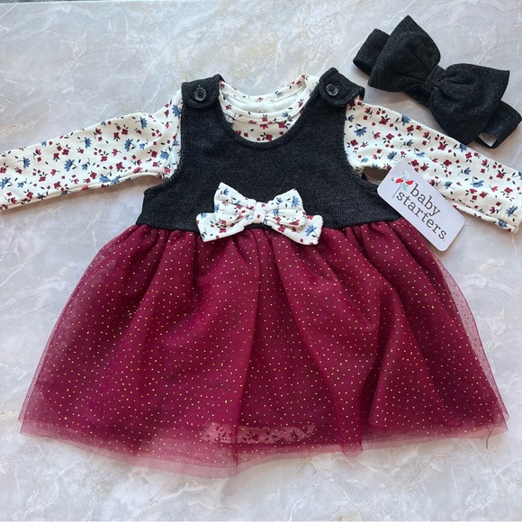 Baby starters tulle floral chambray dress 6 months new with tags fall holiday - Picture 9 of 9